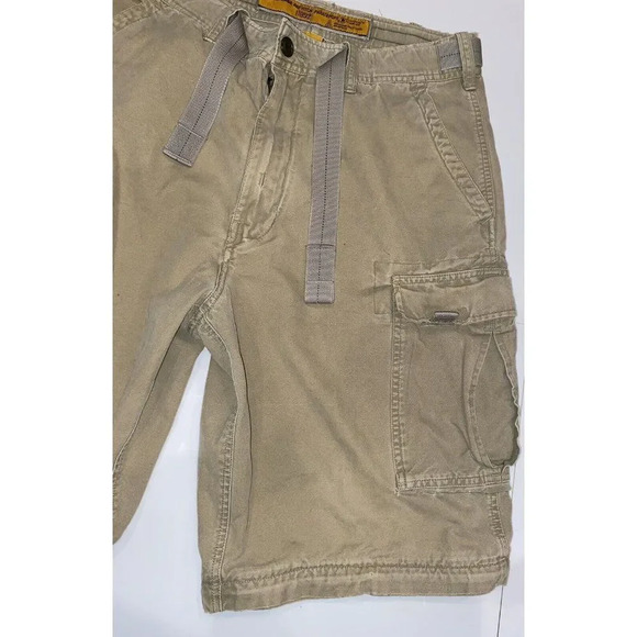 Abercrombie & Fitch Mens 32 X 10” Dark Khaki Paratroops Military Cargo Shorts - Picture 2 of 12